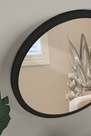 Hümas Dekoratif Yuvarlak Koyu Siyah Duvar Salon Ofis Aynası 60 cm