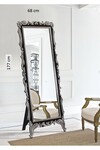 Hümas Dekoratif Siyah Üzeri Gümüş Boyalı Oymalı Ayaklı Boy Aynası 177 x 68 Cm